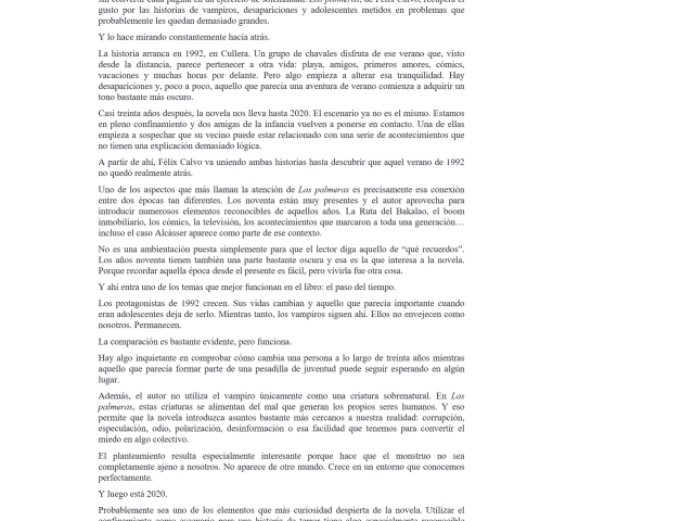 Captura de un fragmento del texto de la reseña.